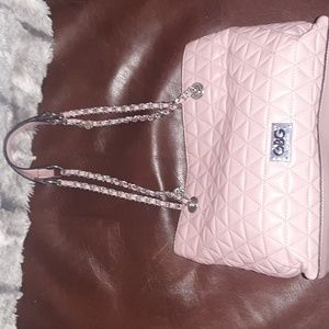 Pink GBG Los Angeles quilted purse with chain handles, EXCELLENT USED CONDITION
